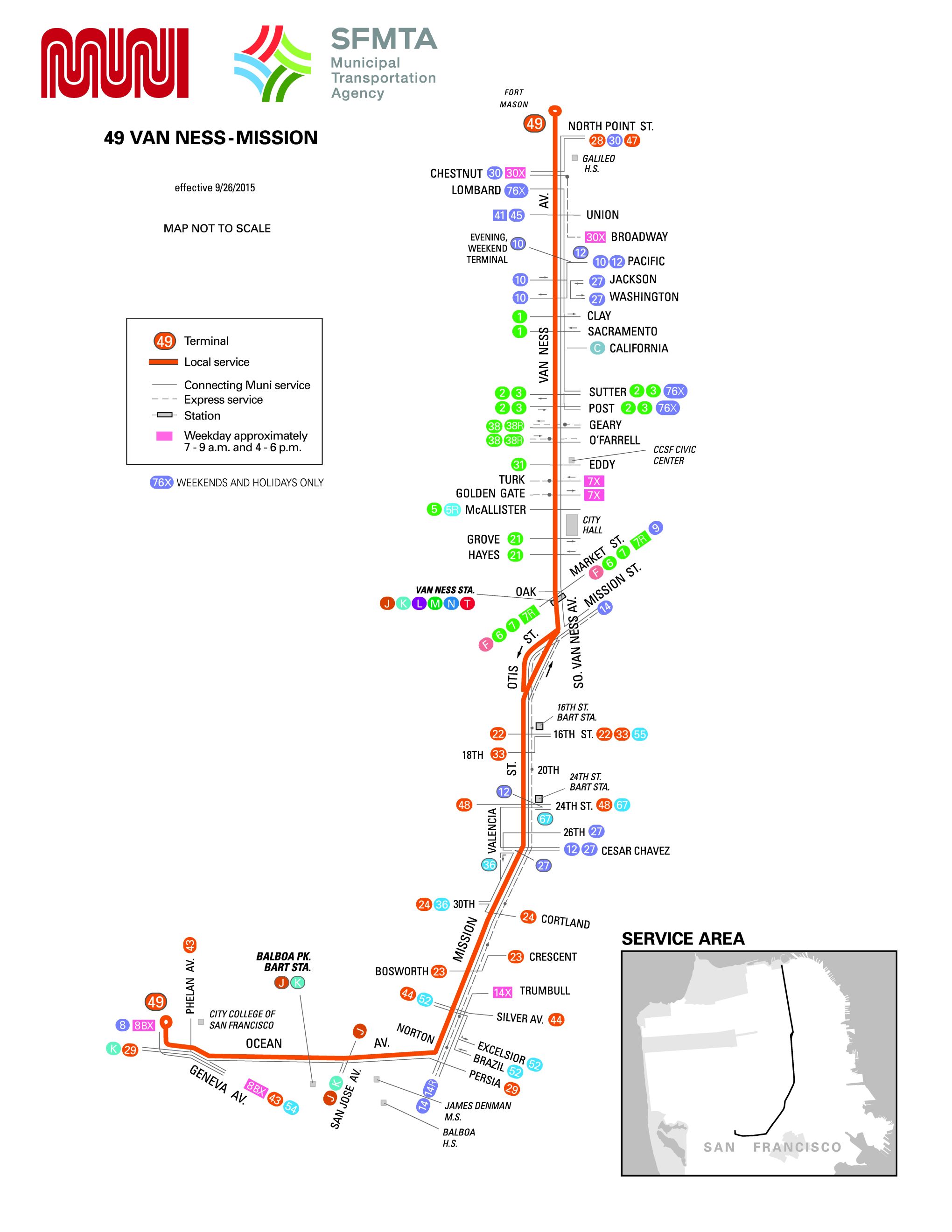 Bus 49 Route Map 49-Van Ness-Mission Bus Route - Sf Muni - Sf Bay Transit