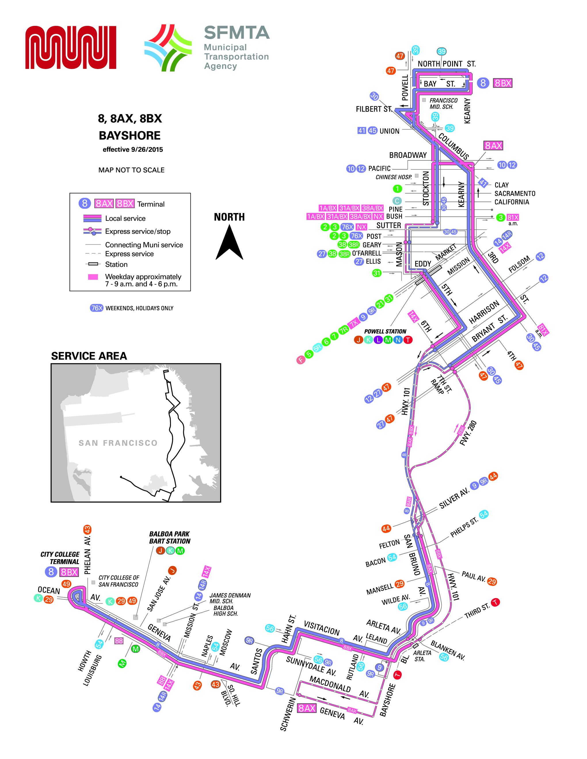 8bx Bayshore B Express Bus Route Sf Muni Sf Bay Transit