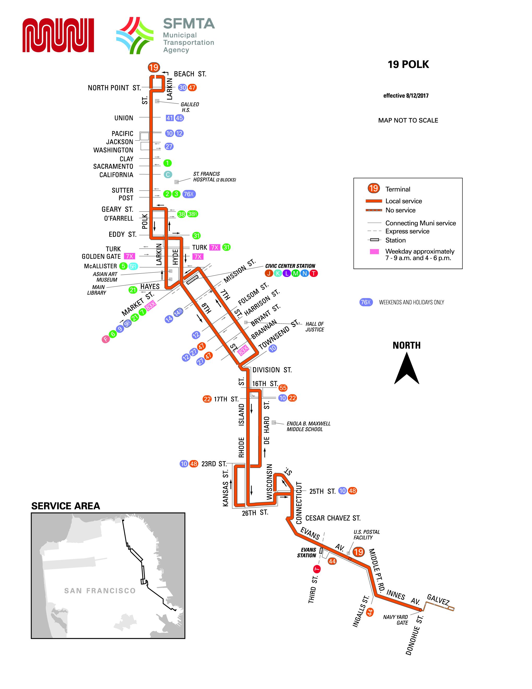 Route Muni Map Sf Bus Polk Schedule Nextbus Transit Bay Sfmuni.